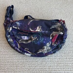 Jansport Purple Cosmic Galaxy Cats In Space fanny pack bag
